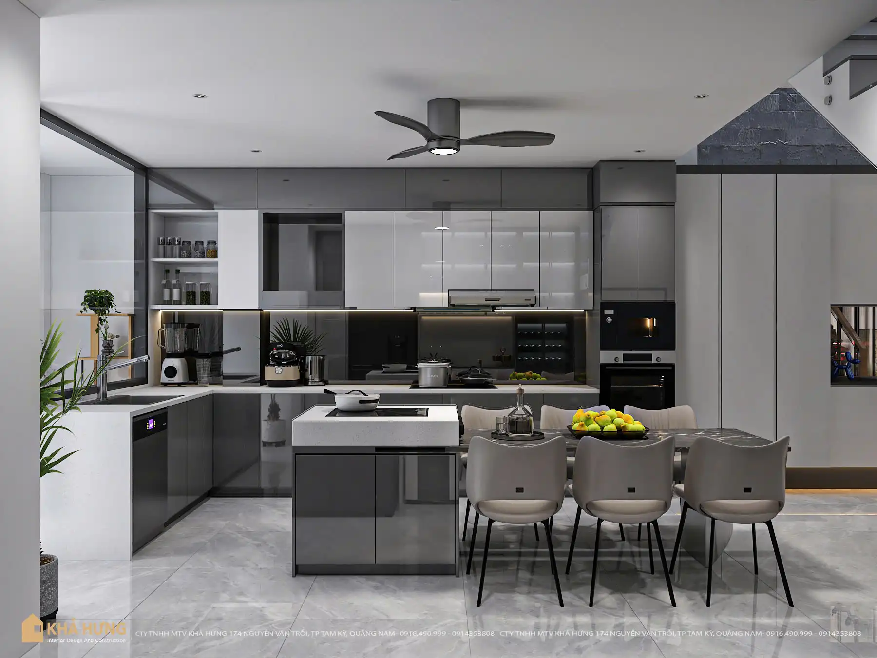 Thiết kế nội thất bếp mở hiện đại, tiện nghi và sang trọng – Nội Thất Khả Hưng