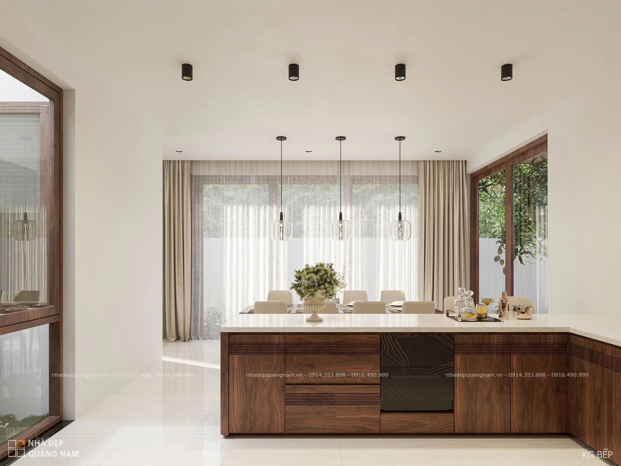 Không gian sống độc bản với nội thất gỗ óc chó