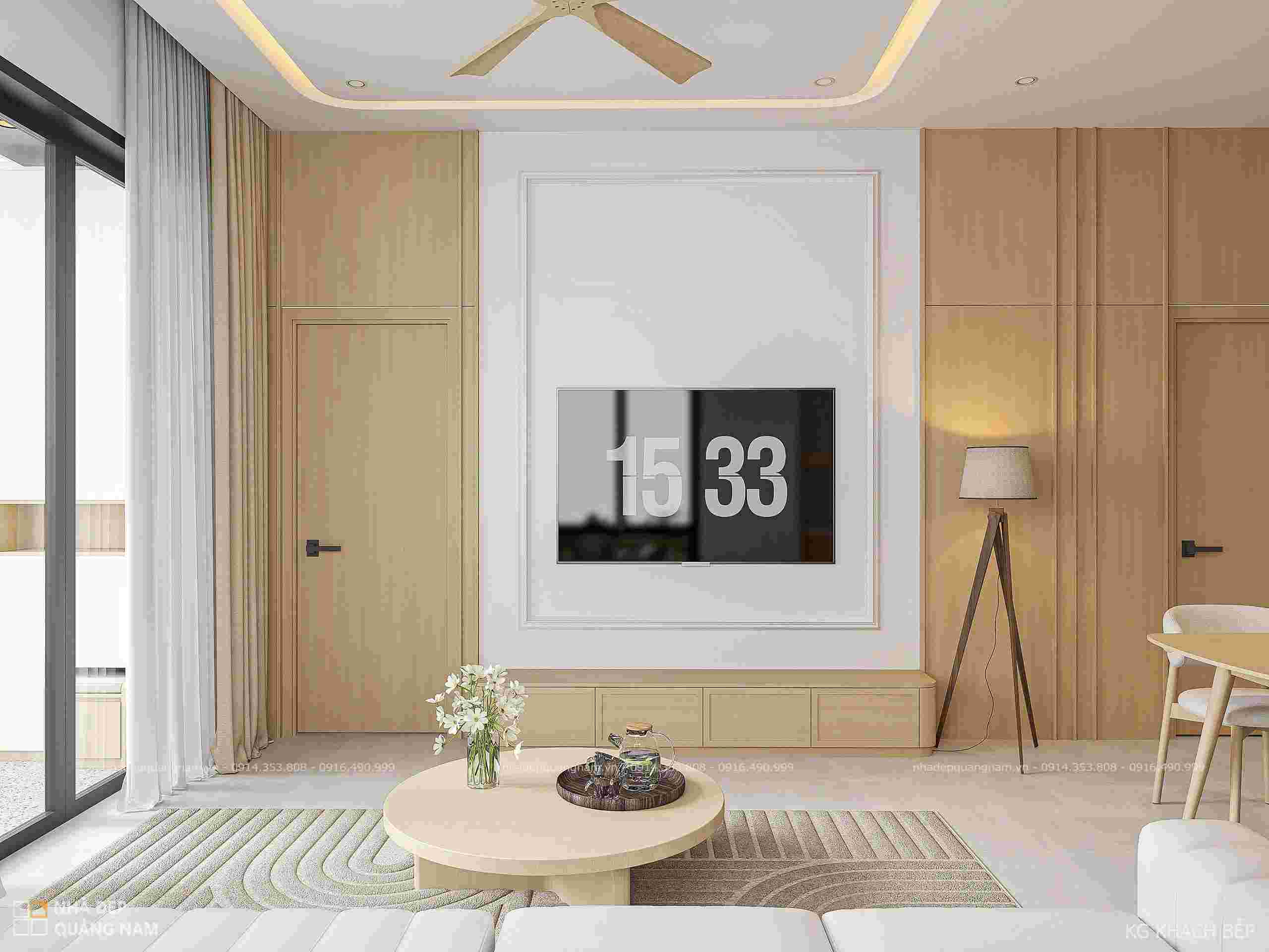 Nội thất phòng khách nhà phố hiện đại Núi Thành