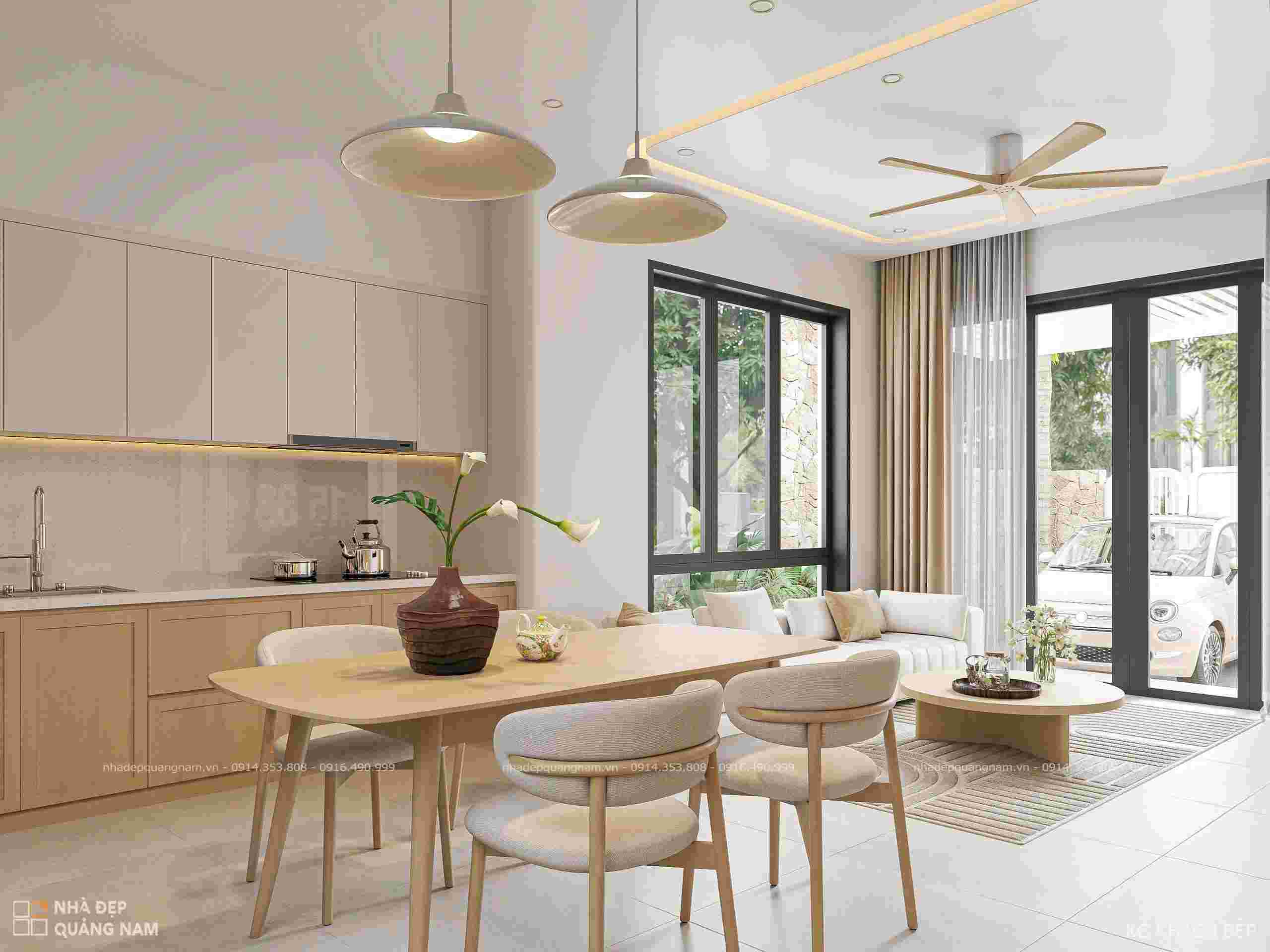 Không gian bếp ăn liền kề nhà phố hiện đại